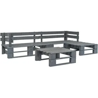 vidaXL 4-tlg. Garten-Sofagarnitur aus Paletten Holz Grau