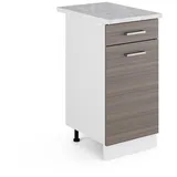 Vicco Unterschrank R-Line, 40 cm mit Schublade, mit Arbeitsplatte, Grau/Weiß - Grau