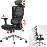 MCW Bürostuhl MCW-J89, Schreibtischstuhl ergonomisch, Lordosenstütze hohe Rückenlehne 3D-Armlehnen ~ gepolstert schwarz