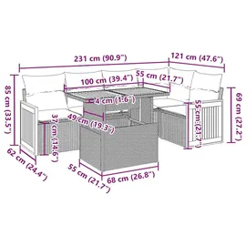 vidaXL Garten-Lounge-Set 6-tlg. beige