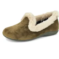 JOMIX Hausschuhe Damen Winter Pantoletten Bequeme Gefüttert Mokassins Warme Flauschig Plüsch Lammfell Pantoffeln Geschlossen Clogs Flach Elegant Hausschuhe Made in Spanien (MD2420, Grün, 39 EU) - 39 EU