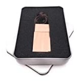 Onwomania Holz Kette aus echtem Holz USB Stick in Alu Geschenkbox 32 GB USB 2.0