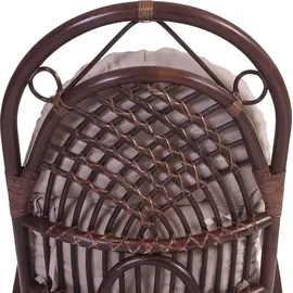 MCW Schaukelstuhl MCW-C40, Schwingsessel Rattansessel, braun ~ Auflage creme