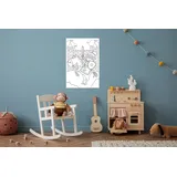 Queence Wandsticker QUEENCE "Ritter und Burg", weiß, B:60cm H:90cm, Vinyl, Wandtattoos, DIY-Wandsticker zum Bemalen