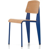 Vitra - Prouvé Standard Stuhl, Eiche natur / Bleu Marcoule (Filzgleiter)