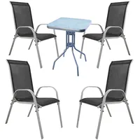 Mojawo - Bistrogarnitur 5-teilig Silbergrau/Schwarz