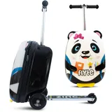 Flyte Scooter Koffer - 2-in-1, 45 cm Reisekoffer Kinder, 25 Liter Fassungsvermögen Kinderkoffer Handgepäck, Reisetasche Kinder mit Rollen, Hartschalenkoffer Kinderreisetasche - Penni der Panda