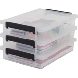 Iris Ohyama A4 Kunststoff-Aktenaufbewahrungsbox, 4L, 3er-Set, Transparent, Schnappverschlüsse, Papier und Dokumentenorganizer, Stapelbar, Für Büro, Basteln, Spielzeug & Spiele, Schulbedarf LLB-A4
