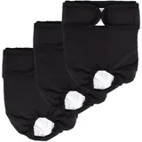 LATRAT 3-teilige Schwarze Hundewindeln, Wiederverwendbare Läufigkeitshose für Rüden und Hündinnen, XL