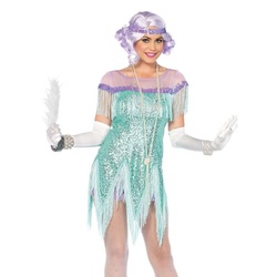 Leg Avenue Kostüm Flapper Girl türkis, Sexy Charleston Kleid für Damen L