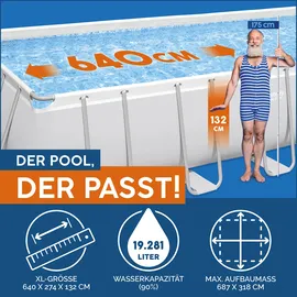 BESTWAY Power Steel Frame Pool Set 640 x 274 x 132 cm inkl. Filterpumpe