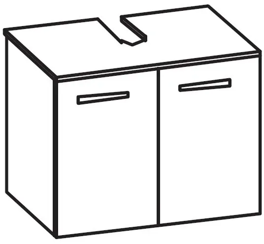 Artiqua 400 Universalwaschtischunterschrank, Graphit Struktur quer, 400-WB2T-1-75-7070-401 400-WB2T-1-75-7070-401