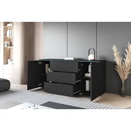 INOSIGN Sideboard INOSIGN "VERA, grifflos", schwarz (graphit schwarz matt), B:150cm H:67,9cm T:39,5cm, Sideboards, Sideboard, verstellbare Einlegeböden, Wahlweise mit oder ohne Beleuchtung