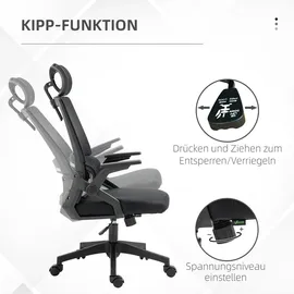 Vinsetto Bürostuhl Ergonomisch, Schreibtischstuhl mit Verstellbar Kopfstütze, Armlehne höhenverstellbar Computerstuhl Drehstuhl mit Wippfunktion,