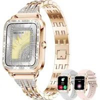 Smartwatch für Damen mit Telefonfunktion 1.29" Touch-Farbdisplay SpO2 Schlafmonitor Menstruationszyklus 19 Sportmodi Musik - Gold