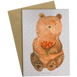 Mr. & Mrs. Panda Grußkarte Bär Dankbar - Grau Pastell - Geschenk, Hochzeitskarte, Teddybär, Gruß, Hochwertiger Karton grau