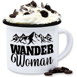 Shirtracer Tasse Wander Woman – Geschenk für Wanderin, Stahlblech, Kaffeetasse Hobby Geschenk schwarz|weiß