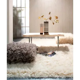 THEKO Wollteppich THEKO "Flokos 1", beige (natur), B:160cm H:40mm L:160cm, Wolle, Teppiche, original griechischer Flokati, Hochflor, Uni Farben, reine Wolle