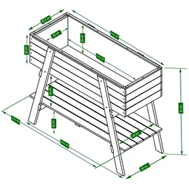 HABAU Hochbeet Alina, mit Ablage, 115 x 45 x 89,5 cm