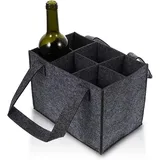 Noaxylic Flaschentasche 6 Fäche, Filz Flaschen Tasche, Flaschenträger Filz, Faltbarer Flaschenträger mit Trennwänden, Flaschenkorb, Filztasche, Biertasche, für Wasserflaschen, Weinflasche, Bier, Grau