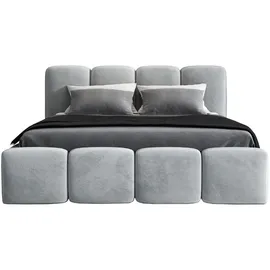 a&j möbelland Polsterbett DONA mit Matratze und Bettkasten - 140x200 - Silber 15