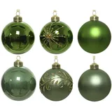 MARELIDA Christbaumkugel Weihnachtskugel Glas D:8cm glänzend matt grün salbeigrün 6er Set