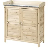 REDOM Gerätehaus Gerätehaus 83x40x92 cm aus Fichtenholz mit Arbeitsplatte, BxT: 83x40 cm, (Packung, 1 St., Gartenschuppen mit Stauraum für Werkzeuge & Zubehör, stabil Holz), Geräteschrank & Pflanztisch für Gartenarbeit und Outdoor Bereich beige