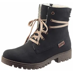 Winterboots RIEKER, Damen, Gr. 39, blau (nachtblau), Nubuklederimitat, unifarben, casual, Schuhe, Winterboots, Warmfutter, mit schaftumspielender Schnürung
