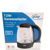 Elta Wasserkocher Glas 1l - schwarz transparent