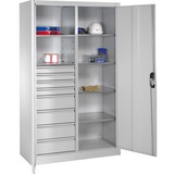 C+P Werkzeugschrank, Schubladen 4x86 + 4x174 mm, 6 Böden, Breite 1.200 mm, lichtgrau, lichtgrau