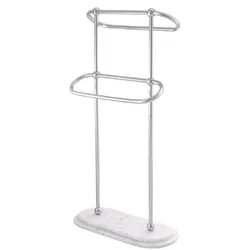 Casa Padrino Luxus Handtuchhalter Silber / Weiß 50 x 22 x H. 91 cm - Luxus Badezimmer Accessoires