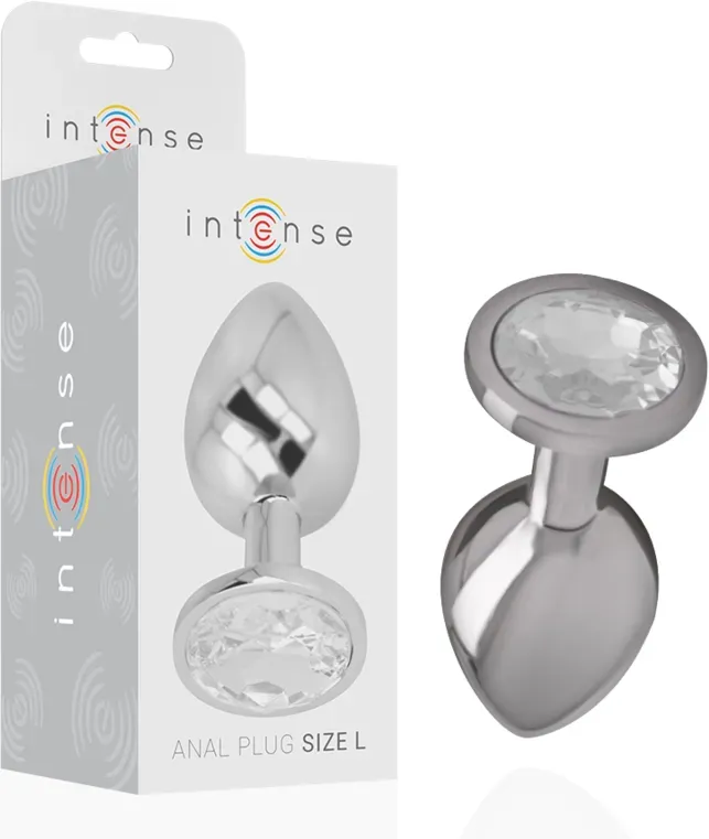 INTENSE - ANALPLUG AUS ALUMINIU MMETALL MIT SILBERNEM KRISTALL, GRÖSSE L