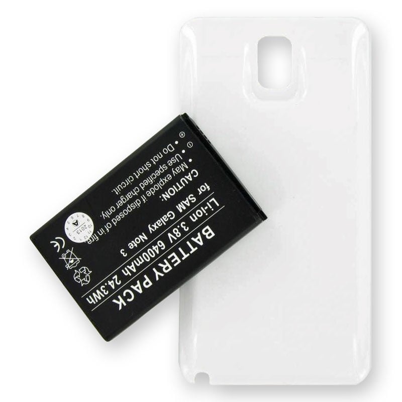 Samsung Galaxy Note 3, Samsung Galaxy Note III, B800BE, B800BU Ersatz-Akku 6400mAh mit weißem Gehäuse