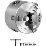 Vevor 3-Backen-Drehfutter, 80 mm, selbstzentrierendes Spannfutter, 2-63 mm Spannbereich mit T-Schlüssel-Befestigungsschrauben, umkehrbare Backen, HT300-Material, für Holz-Metall-Drehmaschine