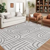 MODIURBAN Teppich Schlafzimmer 160x230, Großer Waschbarer Teppich für Wohnzimmer Esszimmer, Kurzflor rutschfest Weich, Moderner Einfarbiger Wohnzimmerteppich für Wohn Deko, Grau