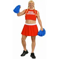 The Dragons Den Lustiges Cheerleader-Kostüm für Herren, Bierführer, Junggesellenabschied, Junggesellenabschied, Feuerrot, Größe S - M
