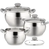 Famanu Kochtopfset Edelstahl Induktion - Modernes Kochtopfset mit Glasdeckel und Silikongriffen