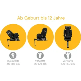 Osann Eno360 SL i-Size , drehbarer Kindersitz 40-150 cm, Reboarder mit Isofix und Standfuß – All Black - Schwarz