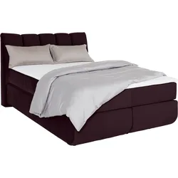 Boxspringbett LEONIQUE "Océane", lila, B:150cm L:221cm, Komplettbetten, Boxspringbett, Bodenfrei- wirkt freischwebend, verschiedene Härtegrade (auch H4)