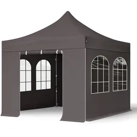 TOOLPORT Faltpavillon 3 x 3 m inkl. Seitenteile dunkelgrau 582563