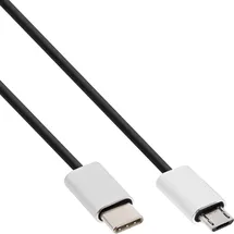 InLine InLine® USB 2.0 Kabel, USB-C ST an Micro-B ST, schwarz/Alu, flexibel, 0,5m