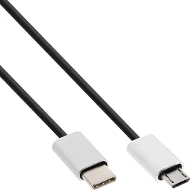 InLine InLine® USB 2.0 Kabel, USB-C ST an Micro-B ST, schwarz/Alu, flexibel, 0,5m