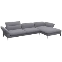 flexlux Ecksofa Salino, Funktionssofa mit Recamiere, Relaxsofa, Ecksofa, Sofa mit Arm- und Kopfteil-Verstellungen, Kaltschaum & Stahl-Wellen grau