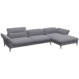 flexlux Ecksofa Salino, Funktionssofa mit Recamiere, Relaxsofa, Ecksofa, Sofa mit Arm- und Kopfteil-Verstellungen, Kaltschaum & Stahl-Wellen grau