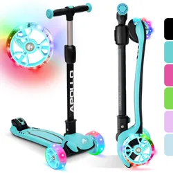 Kinderscooter KIDSPRO 4 klappbarer LED 3-Rad-Roller, Mint EINHEITSGRÖSSE