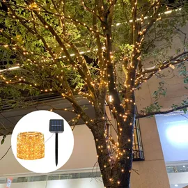 casativo-lighting Lichterkette Kupferdraht 22 m 200 LEDs inkl. Dämmerungssensor warmweiß