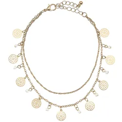 Fußkette LASCANA, Damen, Gr. Metall-Glas, gold (goldfarben), Metall, Glas, feminin, Fußkettchen, Fußkettchen-Armband, Fußkettchen mit Anhänger, Fußschmuck