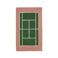 OYOY Mini - Tennis Teppich, 150 x 88 cm, grün / rose