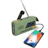 Handkurbel Solarradio, DAB UKW Handkurbel Notfallradio mit Bluetooth, Tragbares Notfall Wetterradio mit 60 Cm/23,6 Zoll Teleskopantenne, Notradio mit Taschenlampe für Outdoor Camping