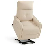MCombo Fernsehsessel 7027 Stoff 67,5 x 105 x 86,5 cm Beige elektrisch mit Aufstehhilfe